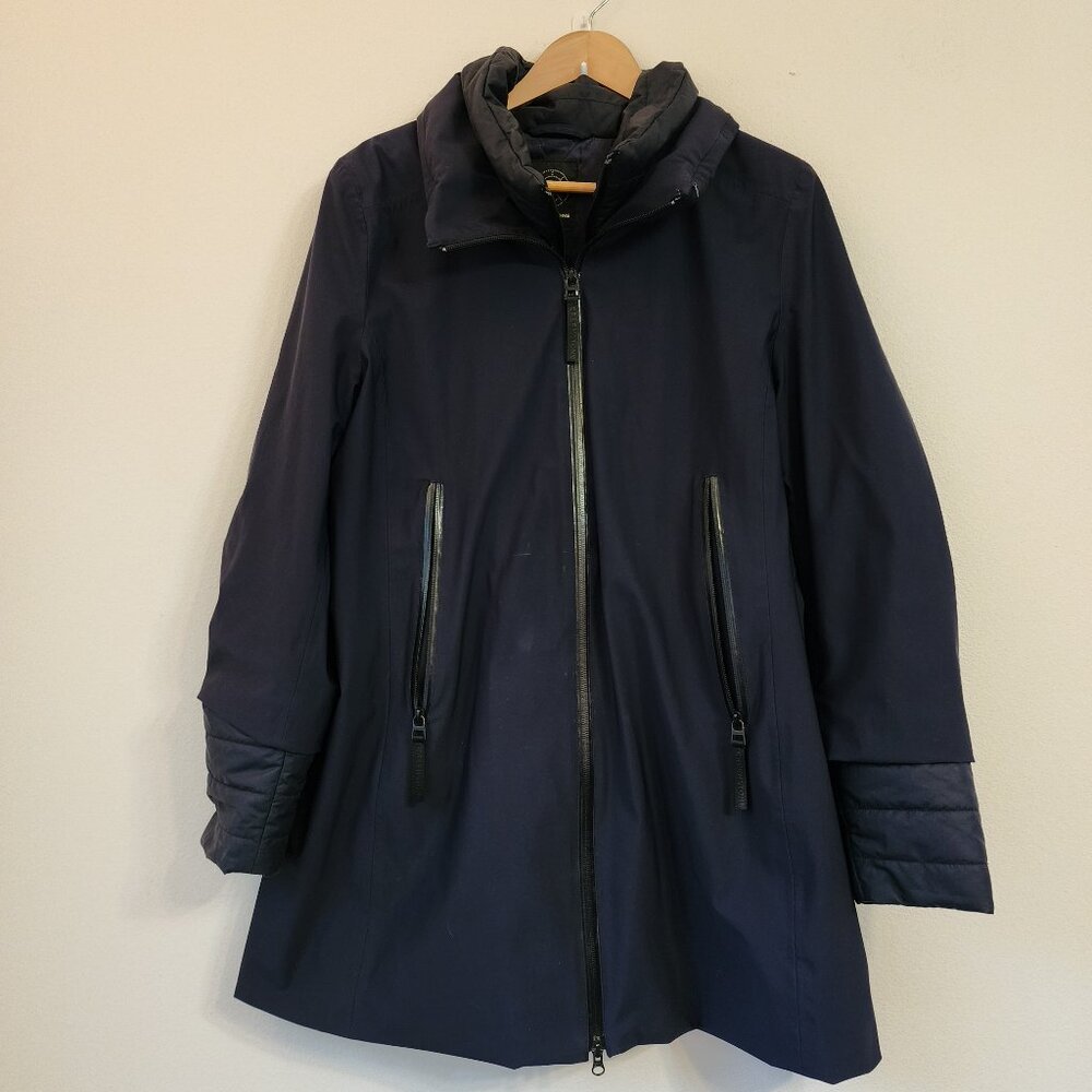 Creenstone Coats Navy Blue Raincoat 9000 Women Sz 44/14 US Double Zip Outdoor